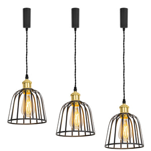 Track Light Black/Gold/Brass Finish E26 Base Black Cage Shade Metal Lamp Adjusted Height Freely