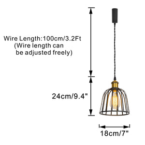 Track Light Black/Gold/Brass Finish E26 Base Black Cage Shade Metal Lamp Adjusted Height Freely