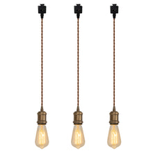 Load image into Gallery viewer, Vintage Design Copper E26 Base Track Pendant Light Brown Twisted Cord Tracking Lamp Customizable