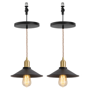 Ceiling Spotlight Remodel E26 Brass Base Black Shade Metal Hanging Light Conversion Kit(DZ22x6)