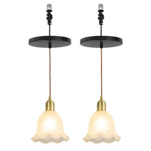 Ceiling Spotlight Remodel Brass Base Glass Flower Shade E26 Connection Hanging Light Conversion Kit