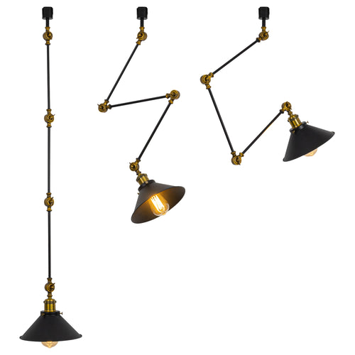 Adjustable Angle Direction Track Lamp E26 Gold Bronze Base Black Metal Vintage Design Lighting