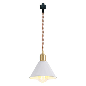 Track Mount Lighting White Metal Shade Brass Base Pendant Kitchen Island Light Modern Design