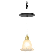 Load image into Gallery viewer, Ceiling Spotlight Remodel Brass Base Glass Flower Shade E26 Connection Hanging Light Conversion Kit