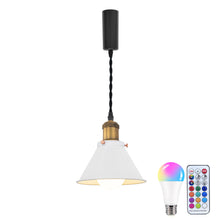 Load image into Gallery viewer, Remote Control RGB LED White Track Pendant Light Brown Bronze E26 Base Adjusted Fixture Vintage Style