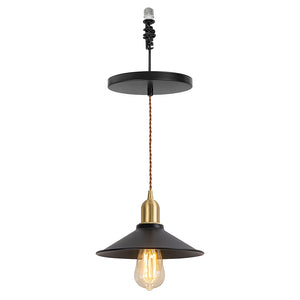 Ceiling Spotlight Remodel E26 Brass Base Black Shade Metal Hanging Light Conversion Kit(DZ22x6)