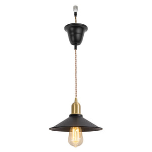 Ceiling Spotlight Remodel E26 Brass Base Black Shade Metal Hanging Light Conversion Kit(DZ22x6)