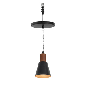 E26 Connection Ceiling Spotlight Remodel Walnut Base Metal Shade Retro Hanging Light Convert Kit