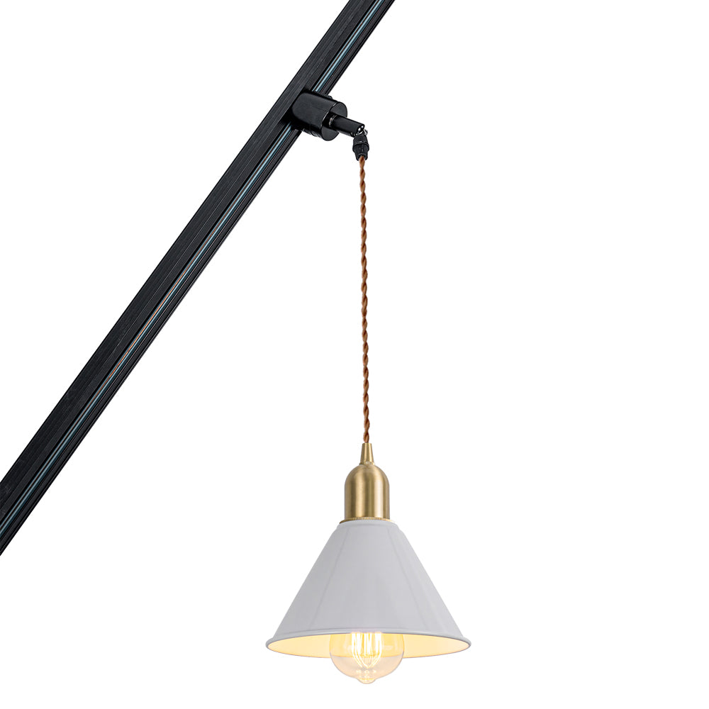 Track Mount Lighting White Metal Shade Brass Base Pendant Kitchen Island Light Modern Design