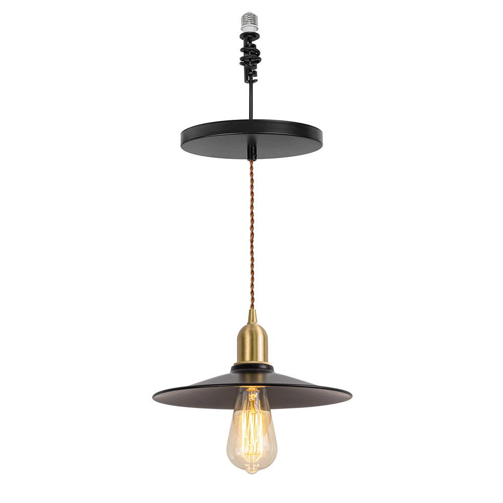 Ceiling Spotlight Remodel Black Flat Shade Metal E26 Connection Hanging Light Conversion Kit