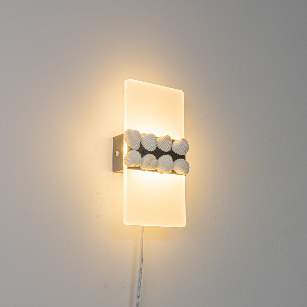 White Acrylic with 3D Shells Handmade Corded Wall Sconce Modern Design For Bedside Store Office