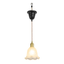 Load image into Gallery viewer, Ceiling Spotlight Remodel Brass Base Glass Flower Shade E26 Connection Hanging Light Conversion Kit