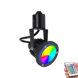 Track Mount RGB Spot Lamp Black Metal Adjusted Angle Remote Track Lighting for Stage Indoors Movie Room