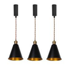 Load image into Gallery viewer, Copper E26 Base Black Metal Inner Gold Cone ShadeTrack Pendant Light Adjusted Cord Vintage Design