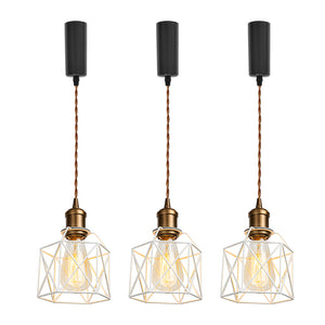 Vintage Design Copper E26 Base Track Pendant Light Adjusted Cord Metal Cage Shade Tracking Lamp