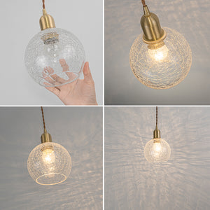 Track Mount Lighting Realistic Cracked Glass Lampshade Brass Base Pendant Kitchen Island Light