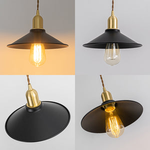 Ceiling Spotlight Remodel E26 Brass Base Black Shade Metal Hanging Light Conversion Kit(DZ22x6)