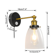 Load image into Gallery viewer, Motion Sensor Light Adjustable Angle Corded Retro Design Glass Metal Entrance Bedsides Wall Light