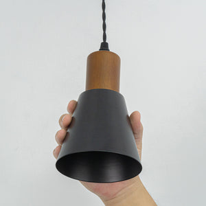 E26 Connection Ceiling Spotlight Remodel Walnut Base Metal Shade Retro Hanging Light Convert Kit