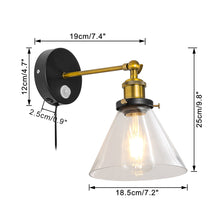 Load image into Gallery viewer, Motion Sensor Light Adjustable Angle Corded Retro Design Glass Metal Bedsides Entrance Wall Light