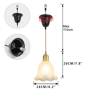 Ceiling Spotlight Remodel Brass Base Glass Flower Shade E26 Connection Hanging Light Conversion Kit