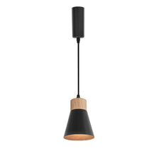 Load image into Gallery viewer, Adjusted Cable Track Lamp Wood Base Metal Black Shade Modern Pendant Lighting for Kitchen