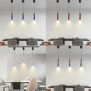 Track Pendant 3-Lights Retractable with Minimalist Modern Iron Shade Adjusted Length for Decorative