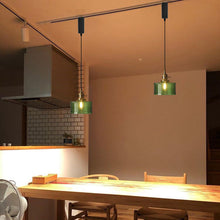 Load image into Gallery viewer, Track Mount Lighting Gold Base Pendant Kitchen Island Light Green Glass Retro Lamp