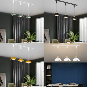 Track Pendant Light with Multi Color Iron Shade, Adjustable Length with 3 light for Home Lights