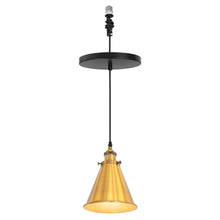 Load image into Gallery viewer, 7.4 Inches Gold Cone Shade Hanging Light E26 Base Adjustable Height Droplight Vintage Pendant Light