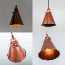 Load image into Gallery viewer, 7.4 Inches Rust Cone Shade Hanging Light E26 Base Adjustable Height Droplight Vintage Pendant Light