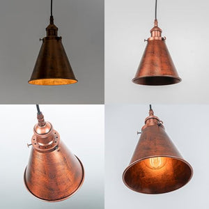 7.4 Inches Rust Cone Shade Hanging Light E26 Base Adjustable Height Droplight Vintage Pendant Light