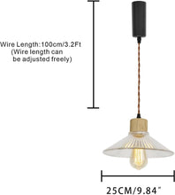 Load image into Gallery viewer, Adjusted Cable Track Lamp Wood Base Clear Glass Shade Modern Pendant Lighting For Home Office