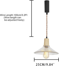 Load image into Gallery viewer, Wooden Base Clear Glass Shade Adjusted Cord Track Mount Modern Pendant Light for Kitchen