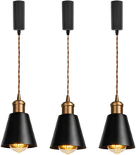 Load image into Gallery viewer, Vintage Design Copper E26 Base Track Pendant Light Adjusted Cord Black Metal Shade For Kitchen