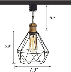 3-Pack Vintage Wire Cage Semi Track Lighting Heads Track Lighting, Industrial Black Metal Caged