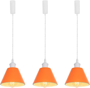 Modern Track Lamp Orange Lampshade White Base Adjusted Cord Track Pendant Light Kitchen Lamp