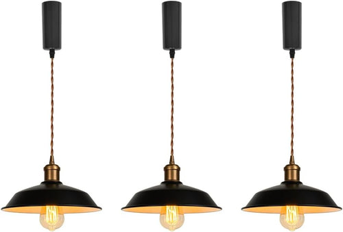 Copper E26 Base Black Metal Shade Track Pendant Light Adjusted Cord Vintage Style Loft Track Lamp