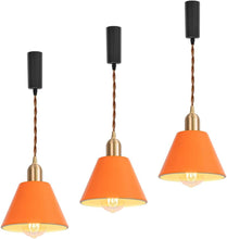 Load image into Gallery viewer, Modern Track Lamp Orange Lampshade Brass Base Adjusted Cord Track Pendant Light for Island Kitchen