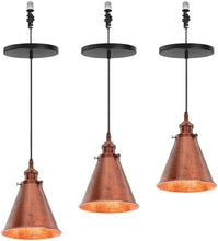 Load image into Gallery viewer, 7.4 Inches Rust Cone Shade Hanging Light E26 Base Adjustable Height Droplight Vintage Pendant Light