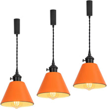 Load image into Gallery viewer, Modern Track Lamp Orange Lampshade Black Base with Switch Adjusted Cord Track Pendant Light