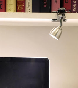 Silver Mini LED Spotlight, Dimmable, Clip-on, USB Wiring, for Desk, Bedside, Night Light