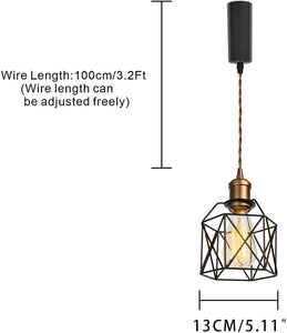 Vintage Design Copper E26 Base Track Pendant Light Adjusted Cord Metal Cage Shade Tracking Lamp