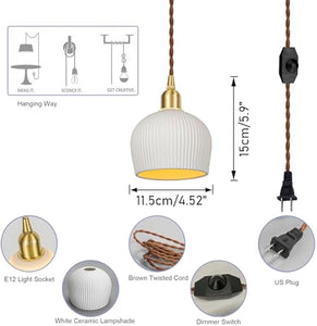 White Pendant Light Custom Wire Length Dimmer Switch Cord Modern Style for Kitchen Sink Bedroom