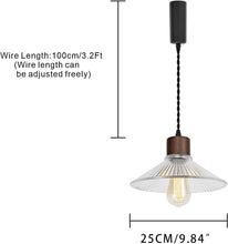 Load image into Gallery viewer, Adjusted Cable Track Lamp Walnut Base Clear Glass Shade Modern Pendant Lighting For Home Store