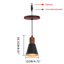 Load image into Gallery viewer, E26 Connection Ceiling Spotlight Remodel Walnut Base Metal Shade Retro Hanging Light Convert Kit