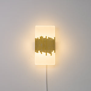 White Acrylic with Gold Tube Handmade Corded Wall Sconce Retro Design For Bedside Store Office