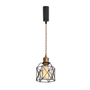 Vintage Design Copper E26 Base Track Pendant Light Adjusted Cord Metal Cage Shade Tracking Lamp