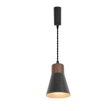 Load image into Gallery viewer, Track Mount Lamp Walnut Base Metal Black Shade Retro Pendant Lighting for Kitchen