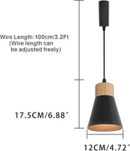 Load image into Gallery viewer, Adjusted Cable Track Lamp Wood Base Metal Black Shade Modern Pendant Lighting for Kitchen